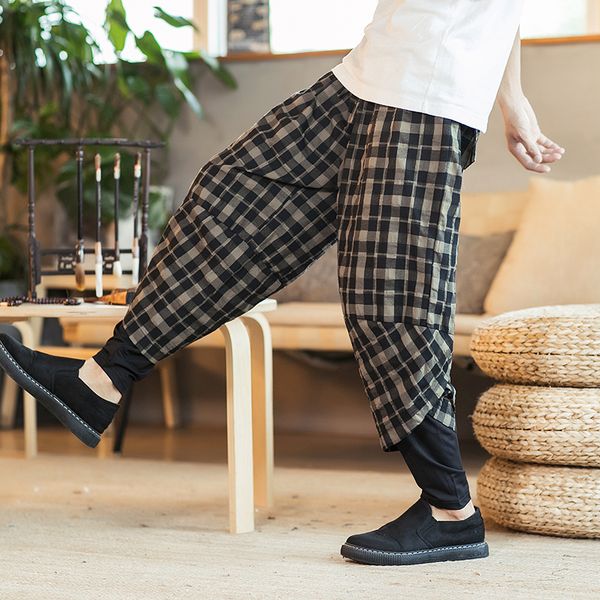 

loldeal men casual multi-wearing patchwork loose baggy hip-hop harem pants black