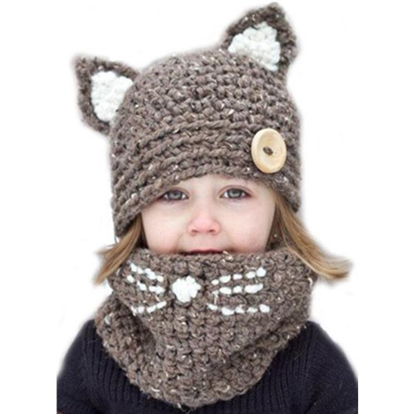 

warm winter kids caps same color knitted scarves cat design online shopping 4 baby girl cute hat and scarf set 18101001, Yellow
