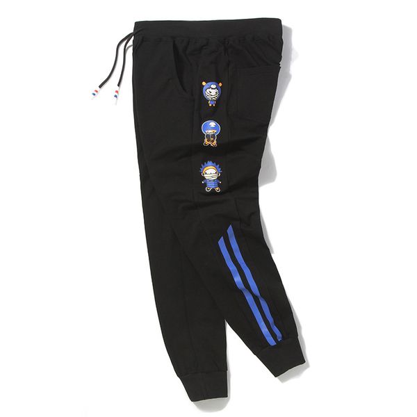 

male feet cartoon printing foot trousers terry cotton pants elastic waist pattern full length fleece pantalon homme 2018 new, Black