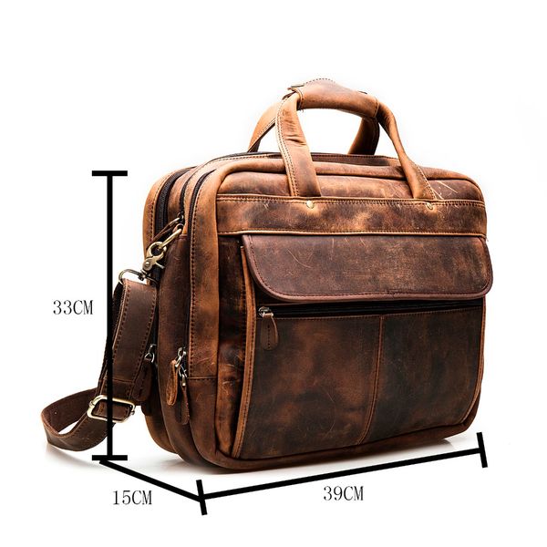 

men original leather fashion business briefcase messenger bag male design travel lapdocument case tote portfolio bag 7146d