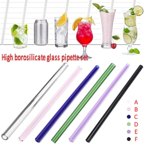 

straight glass drinking straws set with cleaning brush high borosilicate glass bpa straw for beverages juices