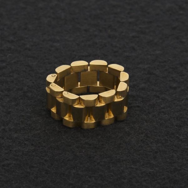 

Beichong Hip hop Men Stainless steel Chain Ring Punk Style Gold Silver Three Row Watch Strap Golden Rings Fashion Party Jewelry