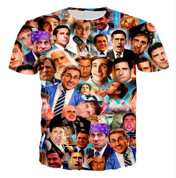 

fashion mens/womans many faces of michael scott paparazzi summer style funny 3d print casual t-shirt plus size zgx040, White;black