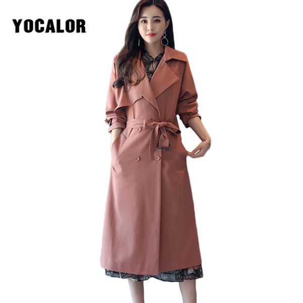 

2018 long sashes trench autumn female coat for women windbreaker casaco feminino ropa mujer invierno basic cloak raincoat, Tan;black