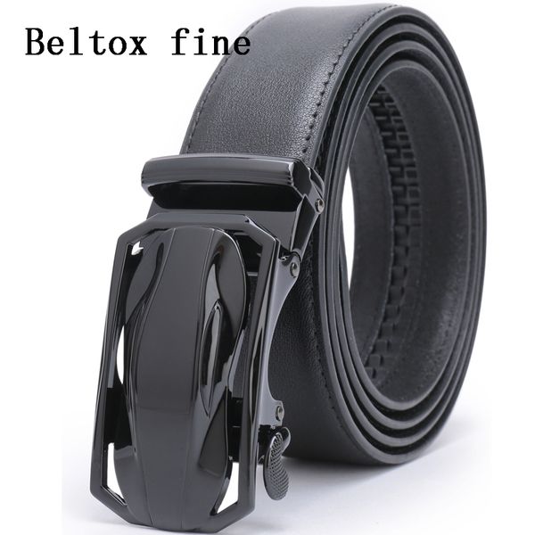 

men's leather ratchet belt dress with slide click automatic buckle plus size 28-58 inch mens belts luxury ceinture, Black;brown