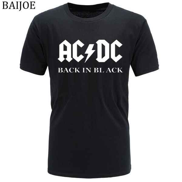 

baijoe 2017 новый мужчины женщины футболки ac / dc марка рок графический печати повседневная футболка o-образным вырезом хлопок хип-хоп с ко, White;black