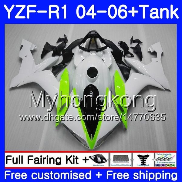 Corpo + Tanque Para YAMAHA YZF 1000 YZF R 1 YZF-R1 2004 2005 2006 232HM.48 YZF1000 YZF R1 04 06 YZF-1000 YZFR1 04 05 06 Carenagem Branco verde quente