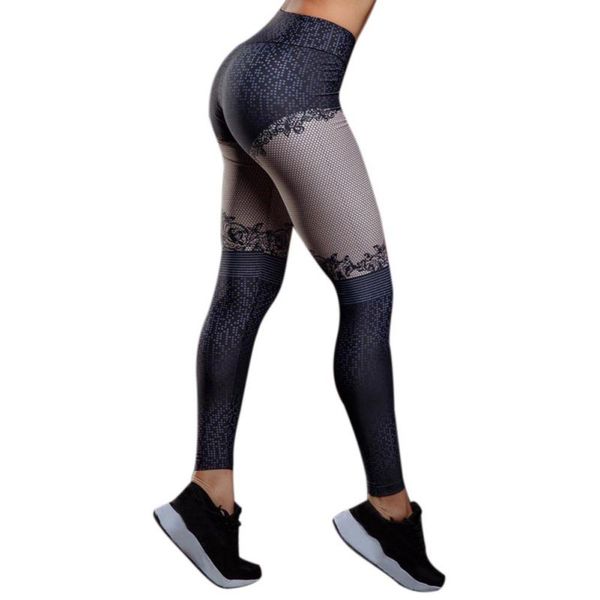 

2018 spring summer fashion high waist 3d leggings women hip push up pants legging printed jegging gothic leggins, Black