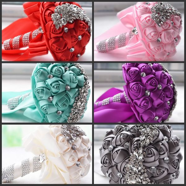 

оптовая довольно кристалл брошь свадебный букет свадебные аксессуары невесты искусственные атласные цветы свадебные цветы свадебные букеты
