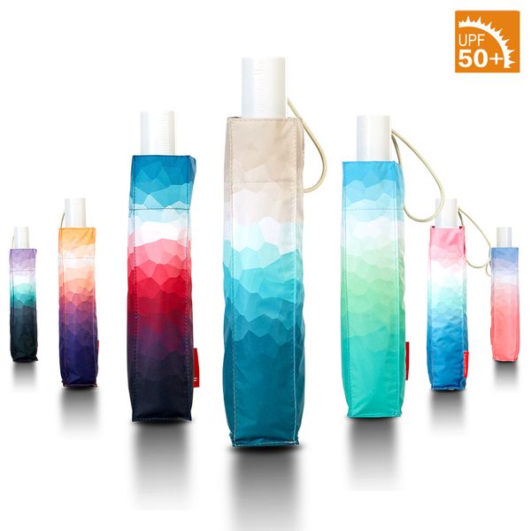 

woman&man classic elegant 3 folding manual open with gradient ramp color changing umbrella strong sunshade upf&gt;50