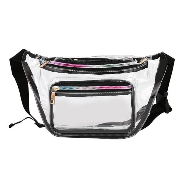 

women pvc laser hologram waist packs girls casual pouch fanny chest clear shoulder bags zipper reflective belt bag