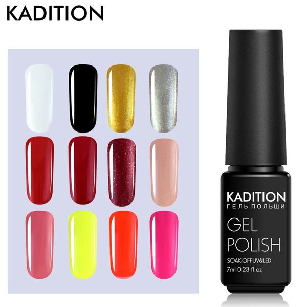 

kadition semi permanent pure colors 7ml gel varnish need base coat uv gel nail polish soak off primer 29 colors manicure art, Red;pink