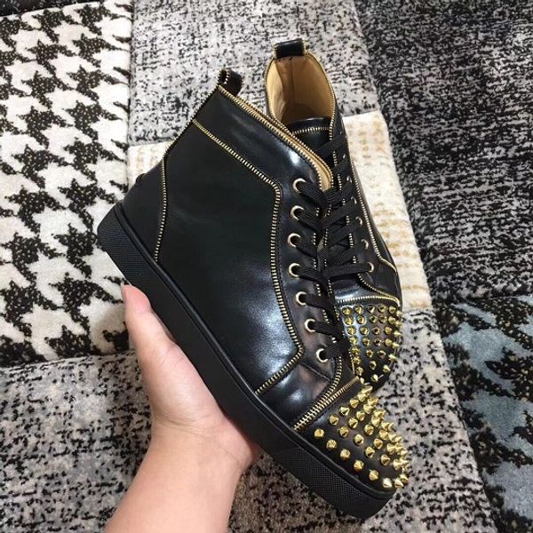 

t-quality brand spikes casual red bottom for women,men lace up sneakers white black chain outdoor sports cool party shoes