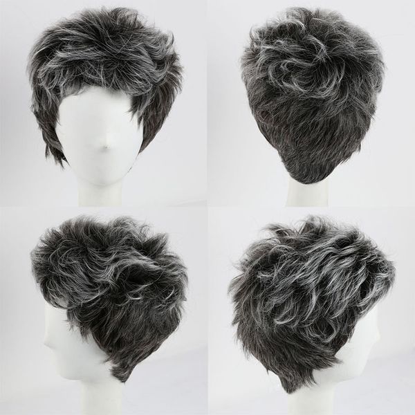 Grosshandel Kurze Synthetische Haar Ombre Grey Perucke Fur Mens Women Daily Kostum Cosplay Synthetische Perucken Afroamerikaner Perucken Und Cap