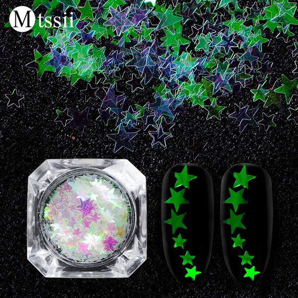 

mtssii 1box mermaid symphony nail art glitter sequins flake holographic mixed shape 3d powder line sparkling manicure decoration, Silver;gold