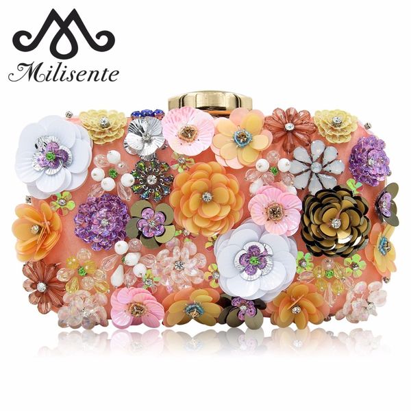 

milisente 2018 new flower women clutches beaded clutch bag female small party bags wedding purse