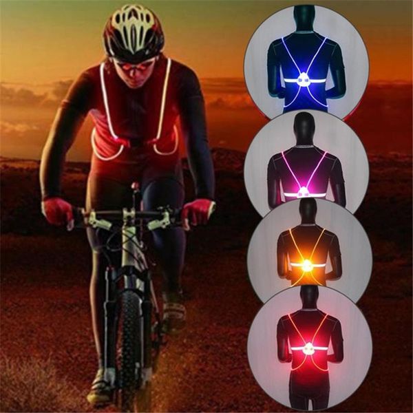 

outdoor running cycling vest reflective led fiber light safety vest jacket night sports vests for childre men women q0614