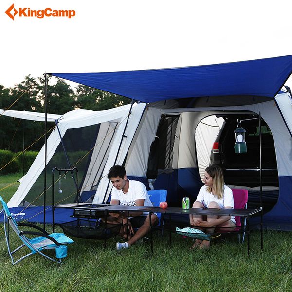 

kingcamp 5-9 person large space tents waterproof multipurpose outdoor camping square suv tent 3-season fire-resistant tent