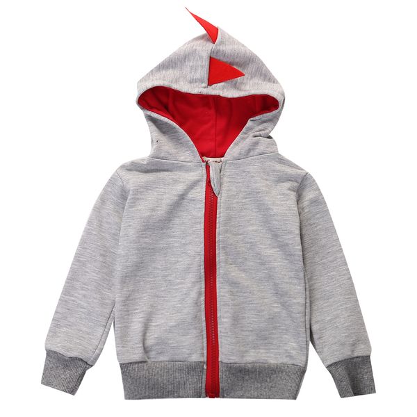 

long sleeve dinosaur hooded jacket coat for toddler and baby boy, White
