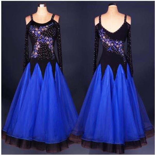 

ballroom dance costume senior long sleeves diamond ballroom dance dress for women competition dresses, Black;red