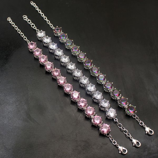 

скидка 38% регулируемые браслеты радуга mystictopaz kunzite925 стерлингового серебра ссылки браслет женщины ювелирные изделия, Black