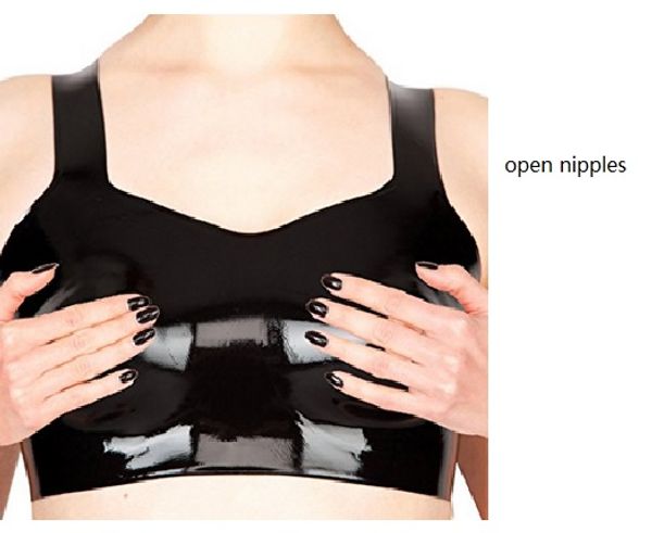 

latex mini vest lon bra/ breast big cup with open nipples, White;black