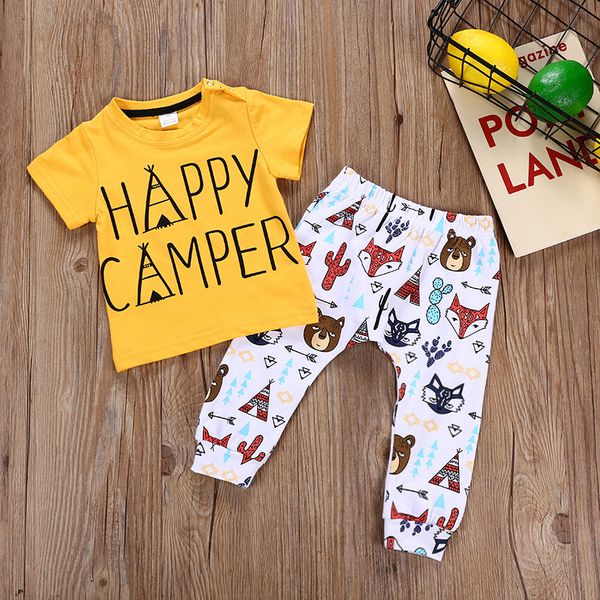 

2018 ummer newborn clothing et baby boy girl letter printed t hirt fox print pant 2pc outfit infant fa hion clothing uit