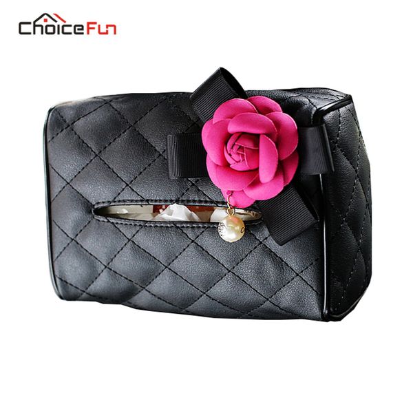 

choicefun modern saturna rectangular black leather paper napkin box cover holder container hanging seat back car tissue box