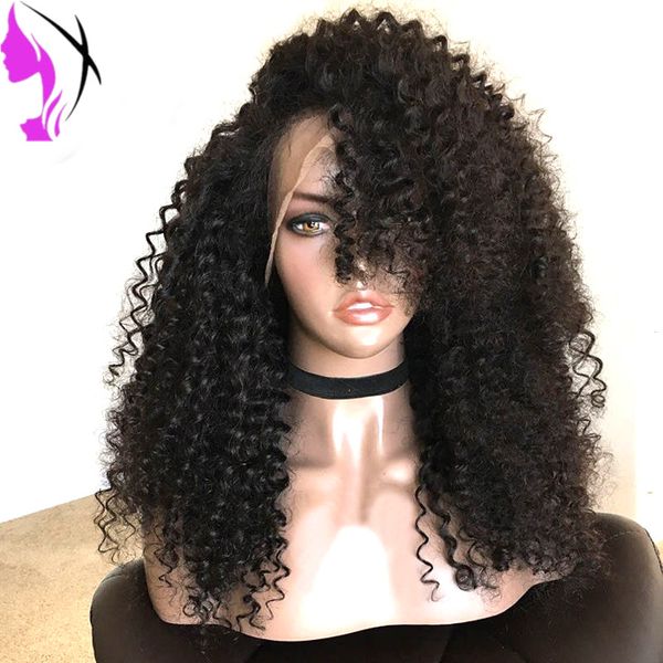 Densidade completa kinky encaracolado peruca dianteira do laço sintético fibra resistente ao calor para as mulheres preto cinza branco loiro marrom vermelho cor afro perucas