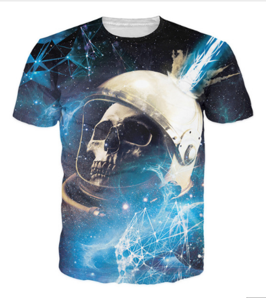 

skull fracture t-shirt astronaut helmet getting struck meteor 3d print casual tees galaxy t shirt for women men 1 order u464, White;black