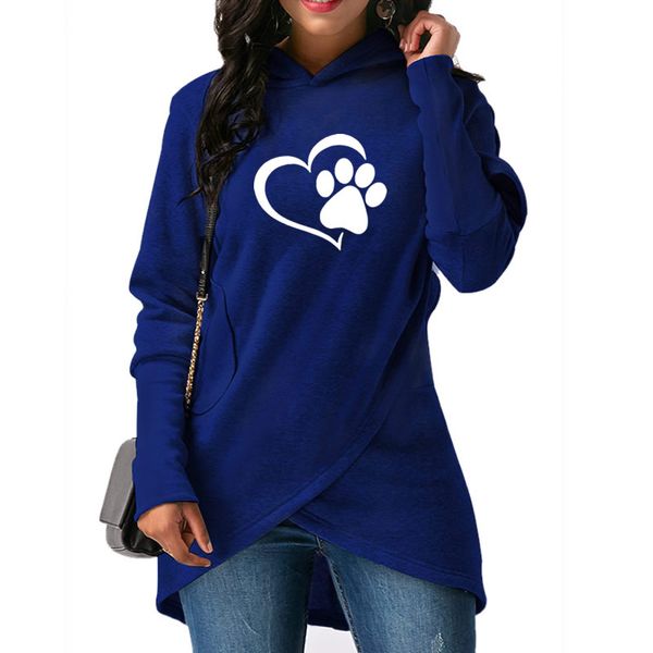 

Fashion Dog Paw Heart -Shaped Print Hoodies Bts Sweatshirts Tops Harajuku Cotton Funny Hoody Plus Size Comfortable