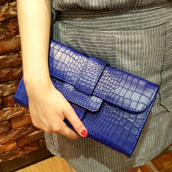 

2018 new fashion crocodile grain women envelope clutch bag ladies evening party large clutches handbag alligator purses bolsas