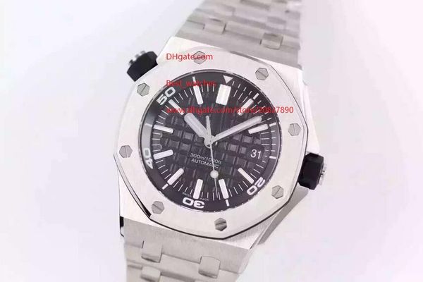 

black bezel 42mm automatic mechanical stainless steel with original clasp gents mens men's watch watches, Slivery;brown