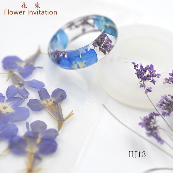 

flower invitation resin ring hj series_diy handmade glue dried flowers jewelry ring new arrivals, Golden;silver
