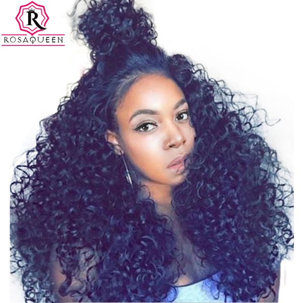

250% density lace front human hair wigs for black women brazilian curly hair lace wig pre plucked full ends rosa queen remy