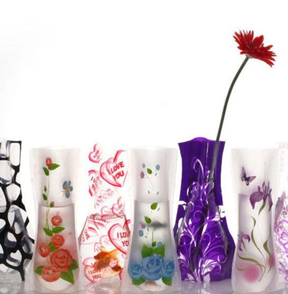 Foldable Reusable Plastic Flower Vase Unbreakable Creative Folding