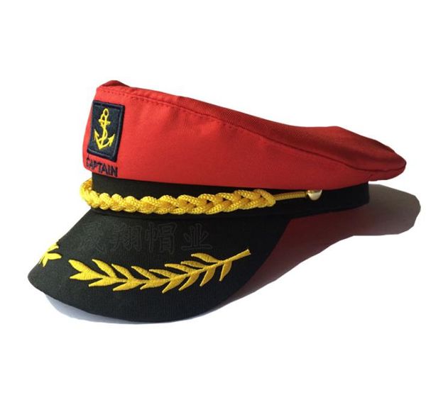 Costume da festa per bambini Yacht Barca Nave Marinaio Capitano Cappello Cappello da skipper vintage per adulti bianco rosso nero Bomboniere natalizie