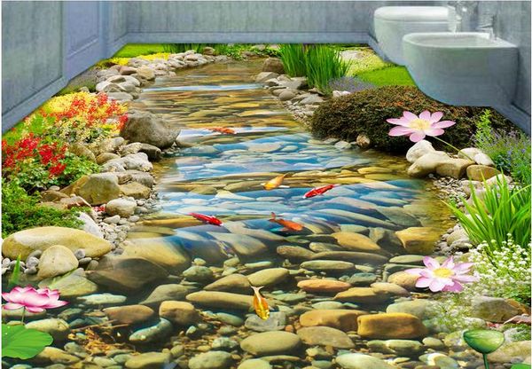

3d wallpapers nature hd stream goldfish lotus 3d drawing 3d floor bathroom wallpaper