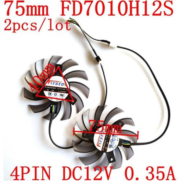 

lapfan replacement firstd fd7010h12s 75mm 4pin 12v 0.35a for graphics video card msi r6790 twin frozr ii 2 pcs/lot