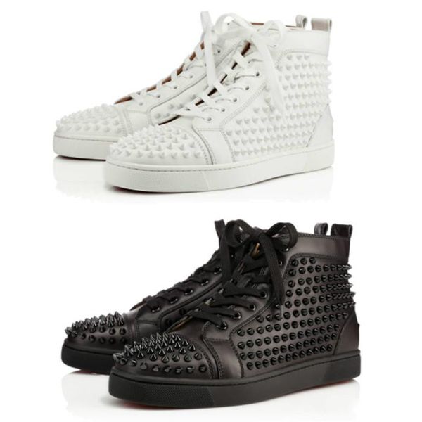 

New men de igner neaker flat hoe hiny tudded pike red bottom hoe pike orlato flat ca ual hoe with box