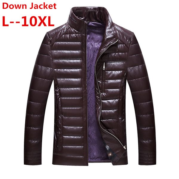 

big 10xl 8xl 6xl 5xl 2018 pu leather man jacket stand collar thick duck down jacket men slim parka winter male plus size, Black