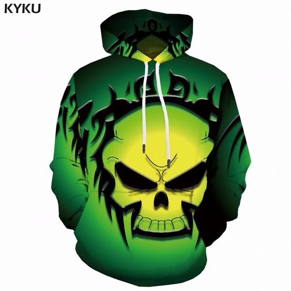 

kyku skull hoodie men hip hop street wear 3d print hoodies anime punk mens clothing long sweatshirt hooded fashion new, Black