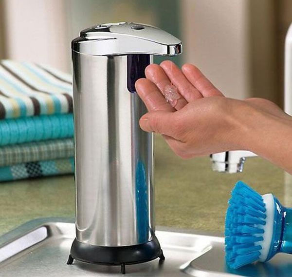 

1pcs handsautomatic ir sensor stainless steel touchless liquid soap dispenser