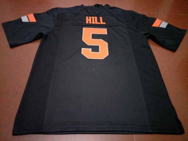 

men oklahoma state cowboy #5 black orange justice hill alumni college jersey size s-4xl or custom any name or number jersey, Black;red