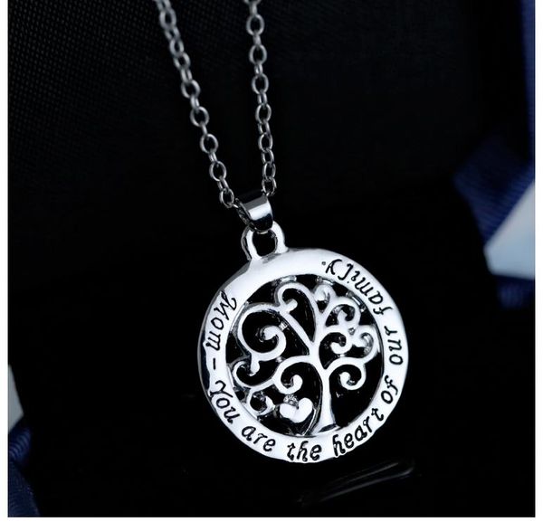 

wholesale mother necklace chain 2018 mom you are the heart of our family family tree of life chain necklace fashion pendant necklaces, Silver