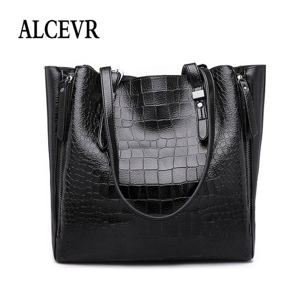 

alcevr solid color alligator lager casual tote for women soft pu leather shoulder bags all-match crossbody bag ladies handbag
