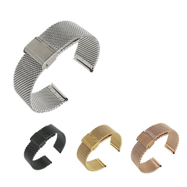 

18 20 22 24mm men women silver black gold rose gold 2.8mm thick mesh milanese loop steel bracelet wrist watch band strap belt, Black;brown