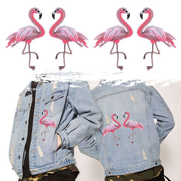 Punk estilo vermelho flamingo applique bordado patch para roupas roupas costurar-na costura de costura adesivo de costura Roupas Decoração Preço atacado