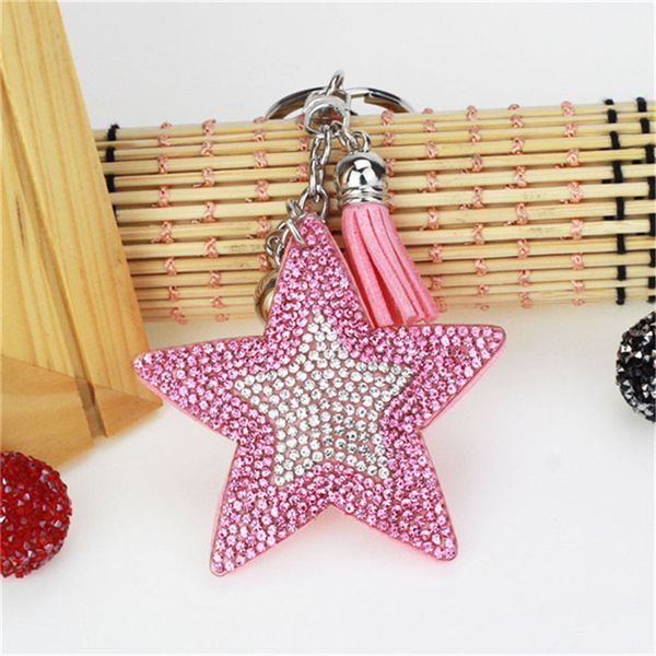 

star keychain full crystal rhinestone key rings bag charm handbag pendant for car keyrings keychains jewelry gifts souvenirs, Silver