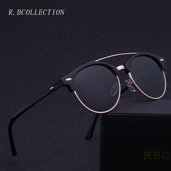 

2018 fashion round brand sunglasses polarized semi-rimless metal frame sun glasses sunglasses driving eyewear 4346, White;black